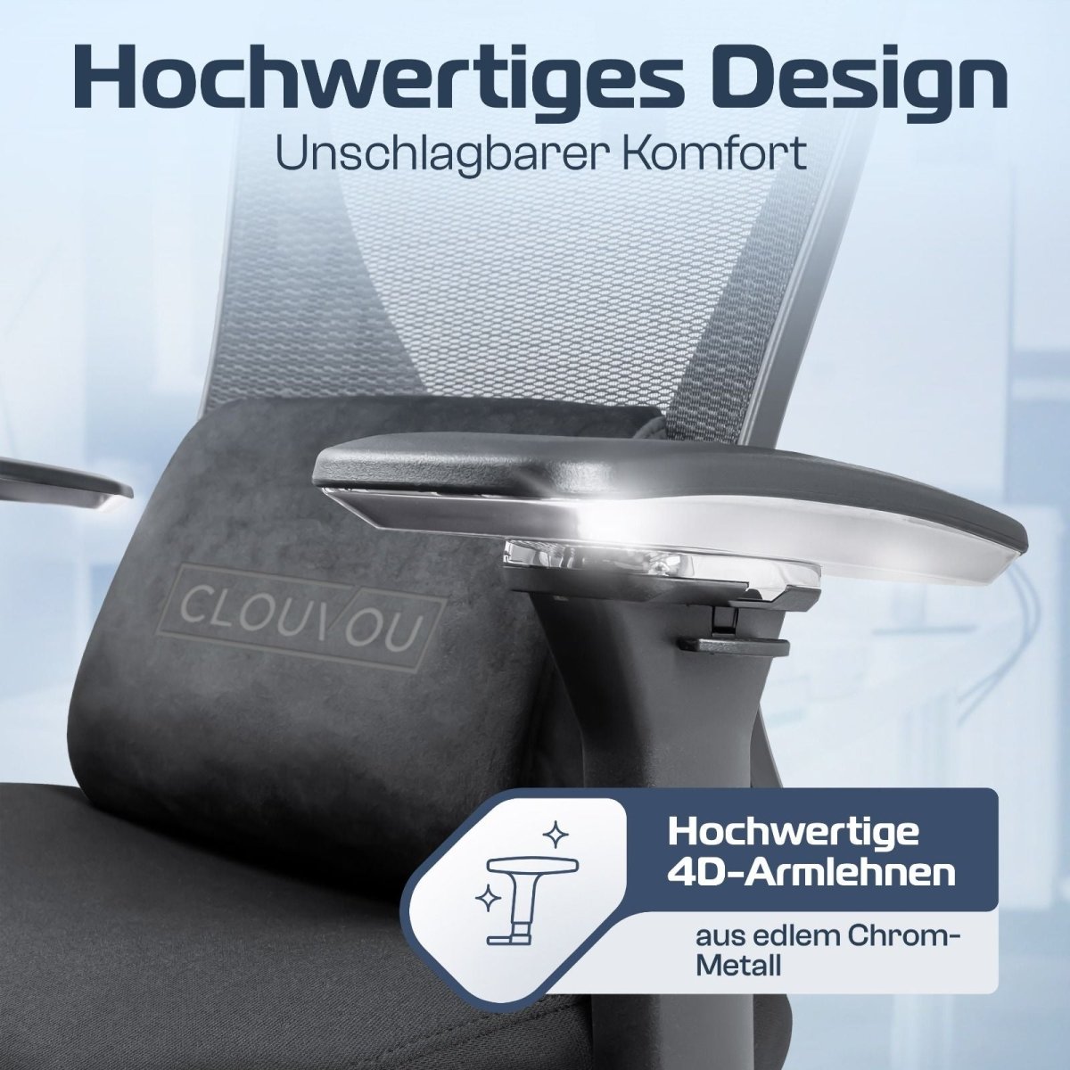 CLOUVOU CleverSeat - Ergonomischer Bürostuhl "Zeitloses Design trifft auf unschlagbare Qualität" - Clouvou