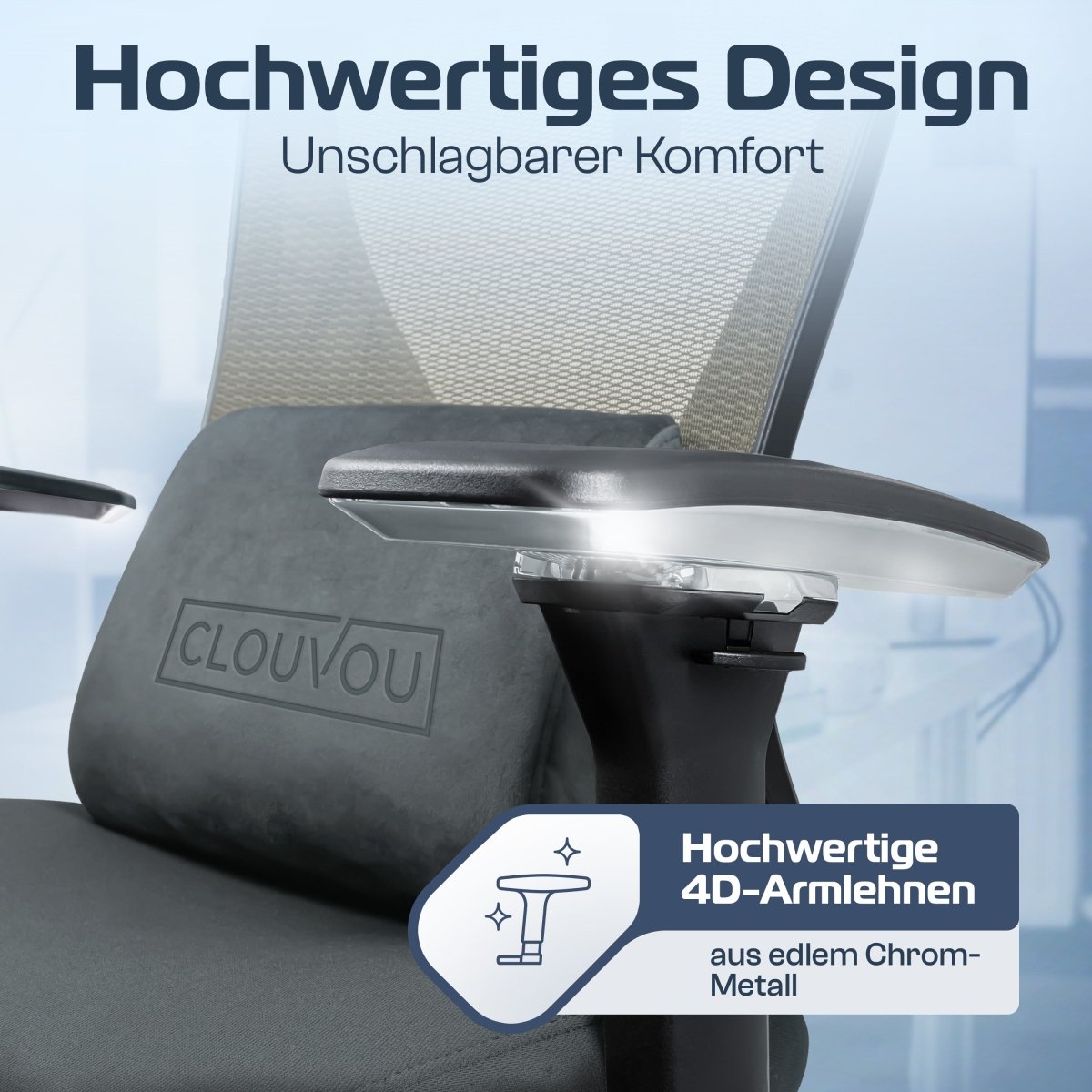 CLOUVOU CleverSeat - Ergonomischer Bürostuhl "Zeitloses Design trifft auf unschlagbare Qualität" - Clouvou