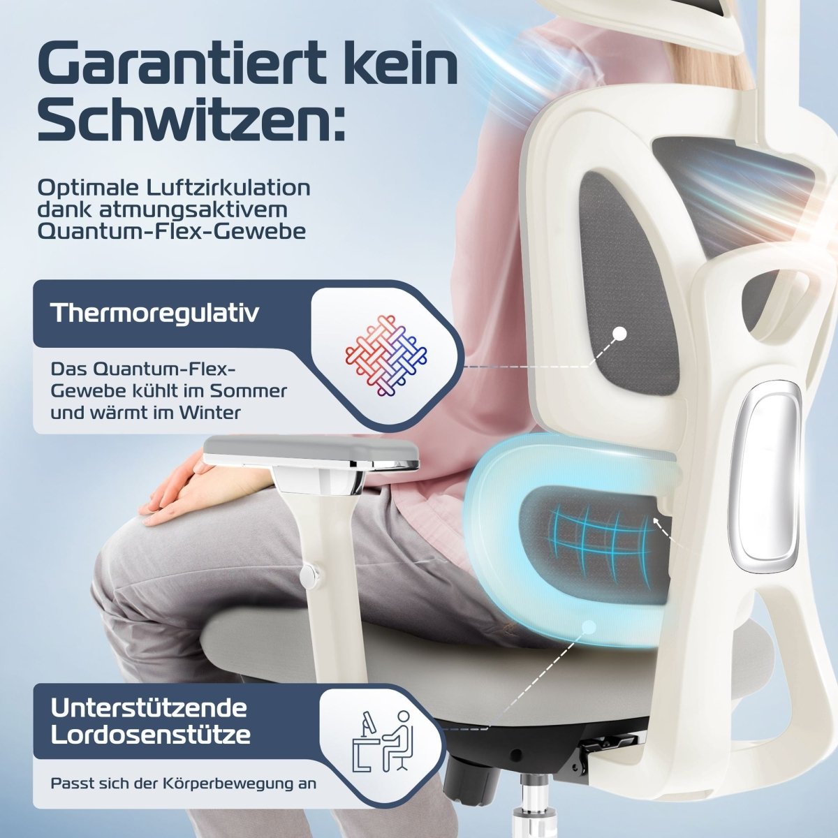CLOUVOU ProSeat – Ergonomischer Premium Bürostuhl - Clouvou Creme
