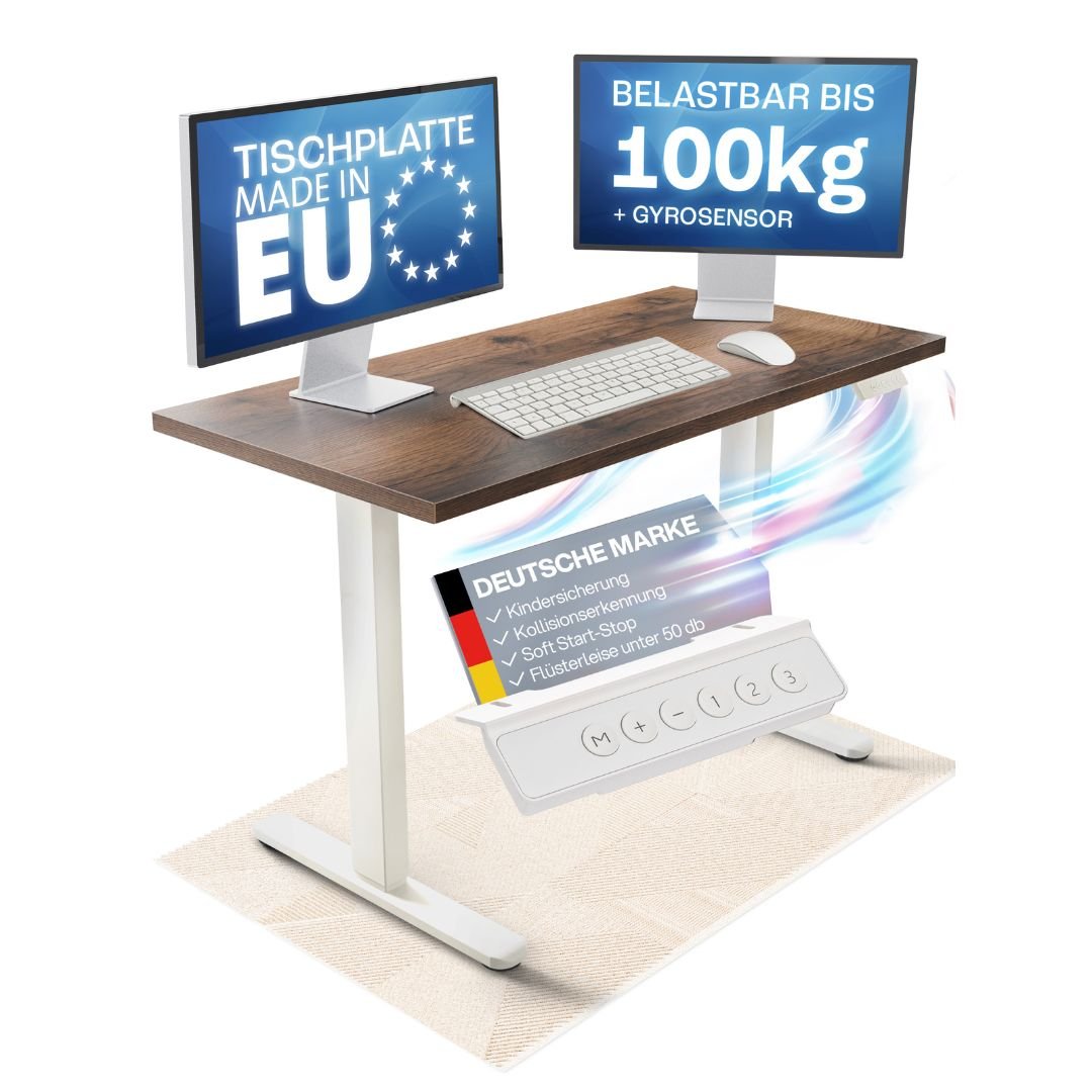 CLOUVOU x WINTONCOVE Höhenverstellbarer Schreibtisch mit Dual - Motor & sauberem Kabel - Versteck - Clouvou