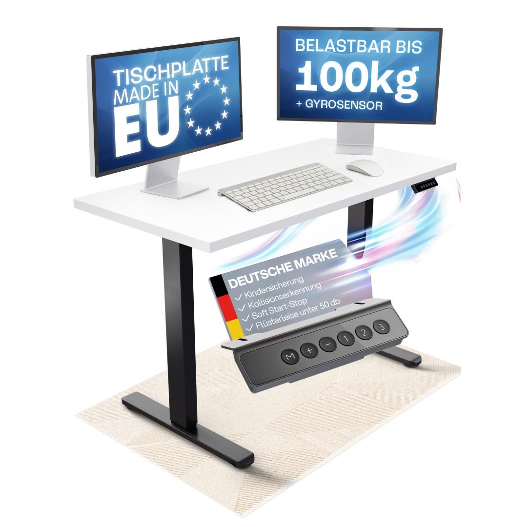 CLOUVOU x WINTONCOVE Höhenverstellbarer Schreibtisch mit Dual - Motor & sauberem Kabel - Versteck - Clouvou