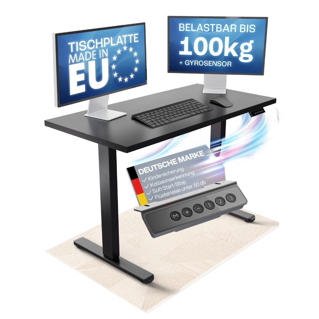 CLOUVOU x WINTONCOVE Höhenverstellbarer Schreibtisch mit Dual - Motor & sauberem Kabel - Versteck - Clouvou