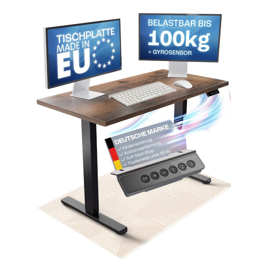 CLOUVOU x WINTONCOVE Höhenverstellbarer Schreibtisch mit Dual - Motor & sauberem Kabel - Versteck - Clouvou
