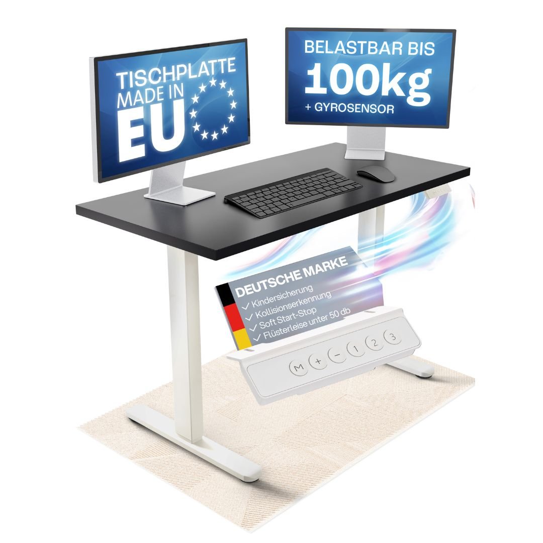 CLOUVOU x WINTONCOVE Höhenverstellbarer Schreibtisch mit Dual - Motor & sauberem Kabel - Versteck - Clouvou