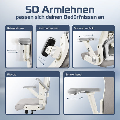 CLOUVOU PowerSeat - Ergonomischer Bürostuhl „ Extra breit gebaut und weich wie auf einer Matratze“ - Clouvou#farbe_creme