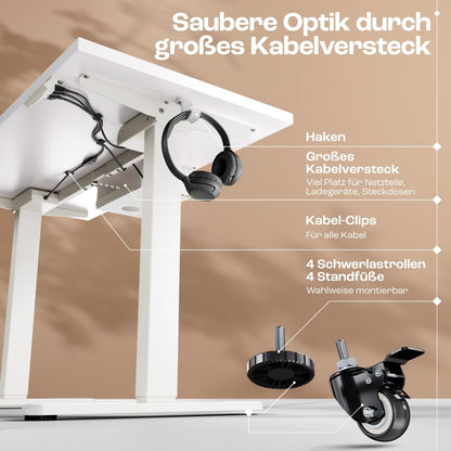 CLOUVOU x WINTONCOVE Höhenverstellbarer Schreibtisch mit Dual - Motor & sauberem Kabel - Versteck - Clouvou