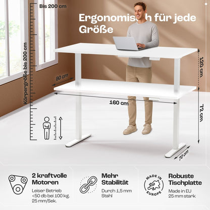 CLOUVOU x WINTONCOVE Höhenverstellbarer Schreibtisch mit Dual - Motor & sauberem Kabel - Versteck - Clouvou