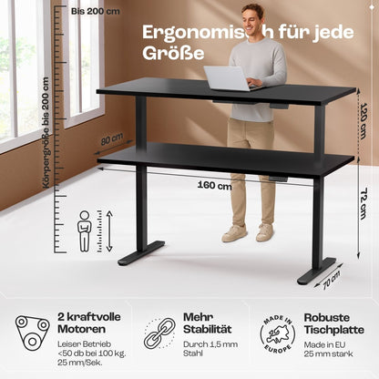 CLOUVOU x WINTONCOVE Höhenverstellbarer Schreibtisch mit Dual - Motor & sauberem Kabel - Versteck - Clouvou
